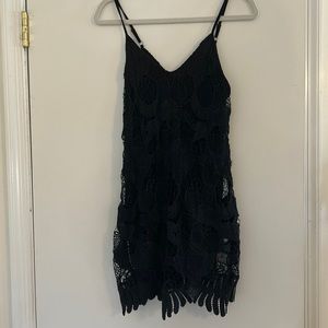 Black lace dress size XS - black slip attached inside